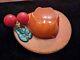 1930's Butterscotch Bakelite Hat Brooch Pin With Cherries TESTED