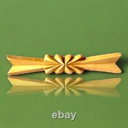 1930s Art Deco Carved Bakelite Brooch, Butterscotch Pin, Simichrome Tested