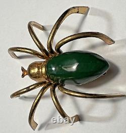 1930s Art Deco GREEN Bakelite Spider Pin