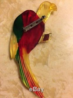 1940's Vintage Apple Juice Bakelite Parrot Pin. Tests Positive With Simichrome