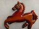 1940's Vintage Bakite Amber Carved Horse Pin with Brass Rivets