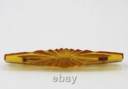 1940s Bakelite Brooch Pin Applejuice Honey Amber Carved Prystal Geometric