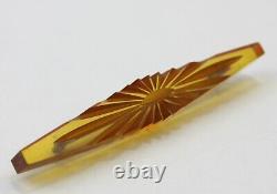 1940s Bakelite Brooch Pin Applejuice Honey Amber Carved Prystal Geometric