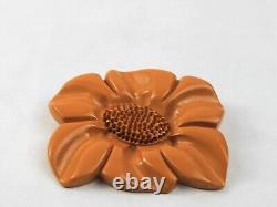 1940s Butterscotch Bakelite Flower Brooch Pin