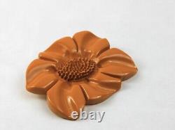 1940s Butterscotch Bakelite Flower Brooch Pin