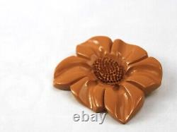 1940s Butterscotch Bakelite Flower Brooch Pin