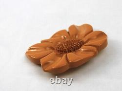 1940s Butterscotch Bakelite Flower Brooch Pin