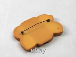 1940s Butterscotch Bakelite Flower Brooch Pin