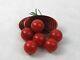 1940s Cherry Red Bakelite Log Brooch Pin with Dangling Cherries Figural