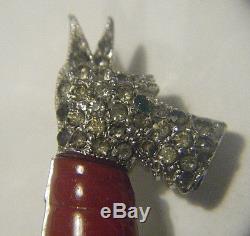 ALFRED PHILIPPE VTG DECO 1930s SCOTTIE DOG PIN RED BAKELITE RS PAVE FOR TRIFARI