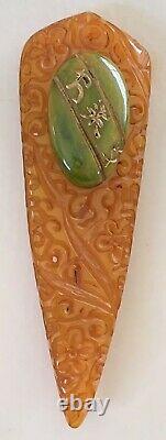 AMAZING Carved Vintage Bakelite Buckle and Pin
