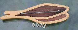 ANTIQUE BAKELITE & WOOD WithRED STRAPS SNOW SHOES PIN withC CLASP 3.5 EX COND