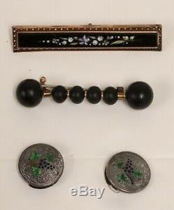 ANTIQUE VTG JEWELRY LOT MOURNING PINS SASH PIN CUFF LINKS PENDANT PINS 13 Pcs