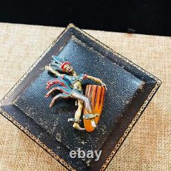 Amazing RARE Vintage Carved Bakelite Figural Playing Drum Brooch Pin