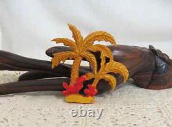 Antique Bakelite Large Palms Brooch Hand Painted Brooch Butterscotch Bakelite