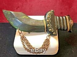 Antique Bakelite Sword Pin 1930's Chain Drop Simitar Genuine Authentic
