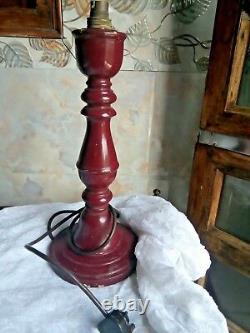 Antique Collectible Wooden Hand Carved Light Lamp Stand Bakelite pin. Switch