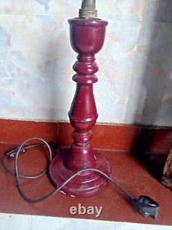 Antique Collectible Wooden Hand Carved Light Lamp Stand Bakelite pin. Switch