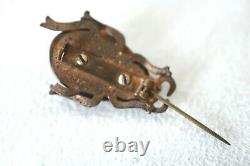 Antique Jelly Belly Rhinestone Beetle Insect Red Lady Bug Bakelite Brooch Pin
