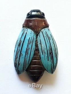 Antique Victorian Beetle Brooch/ Bakelite Pin Art Nouveau- RARE