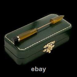 Antique Vintage Art Deco Base Metal Onyx Paste Bakelite Stick Pin Brooch 3.1g