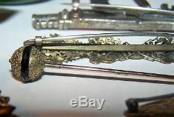 Antique & Vintage Jewelry Lot Stick Pin Fur Brooch Gun Earrings Bakelite Buckle