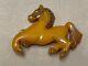 Antique c. 1930's Art Deco Carved Bakelite Horse Pin Brooch 2 1/4 with Brass