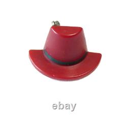 Awesome Bakelite red Pilgrim hat Brooch STK#BKL350