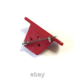 Awesome Bakelite red Pilgrim hat Brooch STK#BKL350