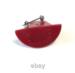 Awesome Bakelite red Pilgrim hat Brooch STK#BKL350