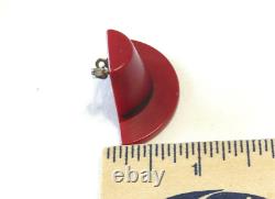 Awesome Bakelite red Pilgrim hat Brooch STK#BKL350