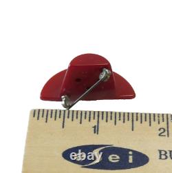 Awesome Bakelite red Pilgrim hat Brooch STK#BKL350