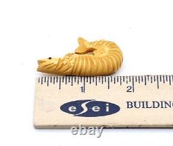 Awesome Yellow Carved Bakelite Fish dress clip Pat 1852188 Stk#BKL203