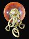 BAKELITE Tested Vintage 3.5 Inch Lion Head Golden Tassel Chain Pin Brooch