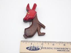 BKL428 Vintage Bakelite Red Catalin Wood Donkey brooch