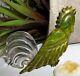 Bakelite 1930s Carved Bird of Paradise Marbled Mississippi Mud Green Pin Brooch