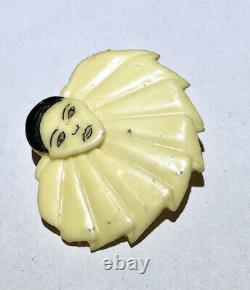 Bakelite Art Deco French Clown Peroit Vintage Brooch Pin