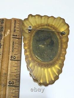 Bakelite Cameo rhinestone vintage pin brooch
