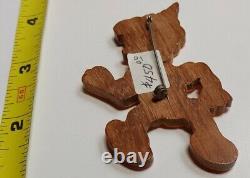 Bakelite Catalin & Wood Laminated Pinocchio Brooch Disney-esque Art Deco 1940