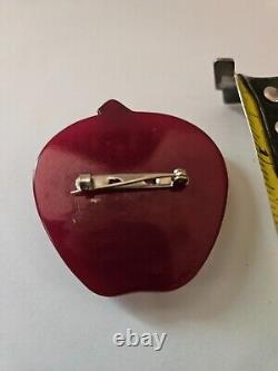 Bakelite Large Fruit Red Apple Brooch