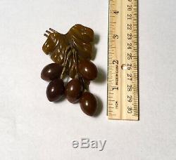 Bakelite Olive Pin Fruit Brooch vintage Dangle 40s