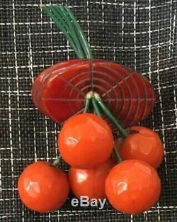 Bakelite Oranges Fruit Pin Brooch vintage Dangle 40s