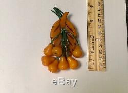 Bakelite Pears Fruit Pin Brooch vintage Dangle 40s