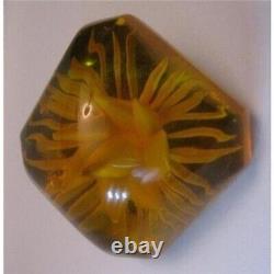 Bakelite Reverse Carved Chunky Prystal Apple Juice Vintage Pin Brooch
