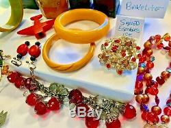 Bakelite Schiaparelli Eisenberg Vintage Jewelry Lot 15 Pc Pins Bangles