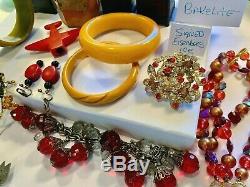 Bakelite Schiaparelli Eisenberg Vintage Jewelry Lot 15 Pc Pins Bangles