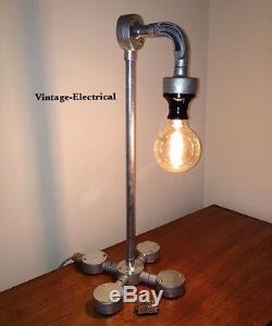 Bakelite Table Lamp Vintage Steampunk Desk Light Cable Uk Plug 3 Pin Bed Side