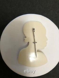 Bakelite Vintage Brooch / Pin Of A Woman In Profile Great Detail