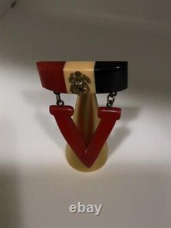 Bakelite Vintage V Victory Pin