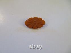 Beautiful VTG. BAKELITE Carved Butterscotch Pin -un-tested